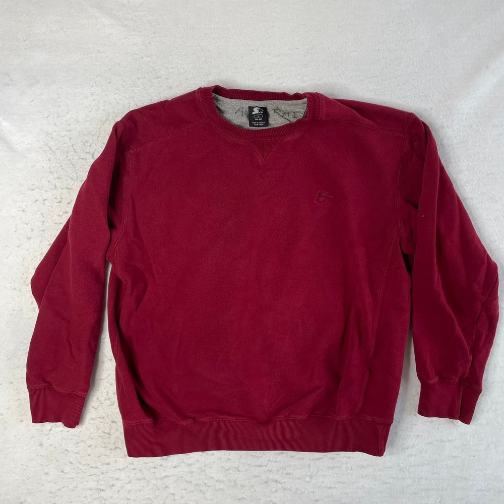 Starter Sweatshirt Mens Large Red Crewneck Pullover Long Sleeve SR0306-205M